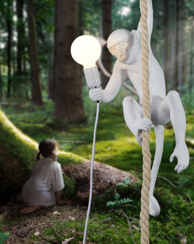 Monkey Pendant Light in garden