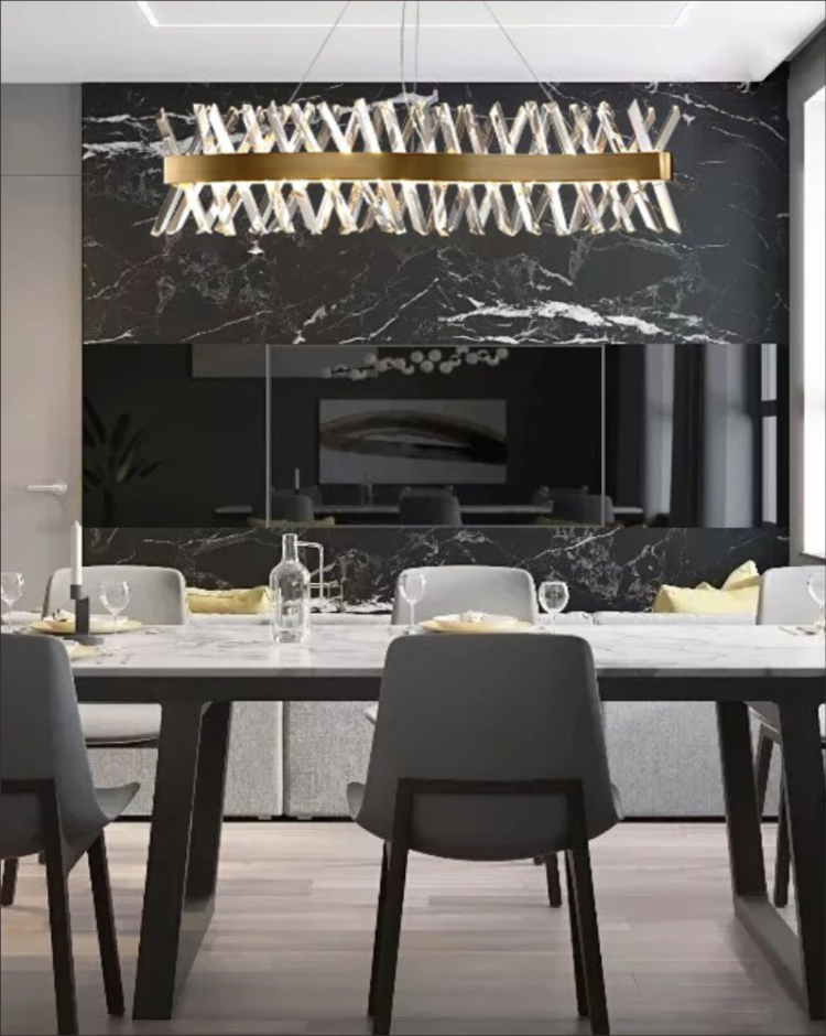 CETUS luxe crystal chandelier in dining room